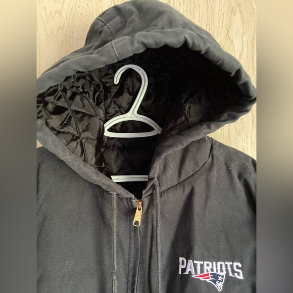 NFL Team Apparel Navy New England Patriots Heavy Cotton Canvas Hooded Jacket L - Picture 3 of 12